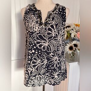 David Brooks  Navy Floral Sleeveless Top